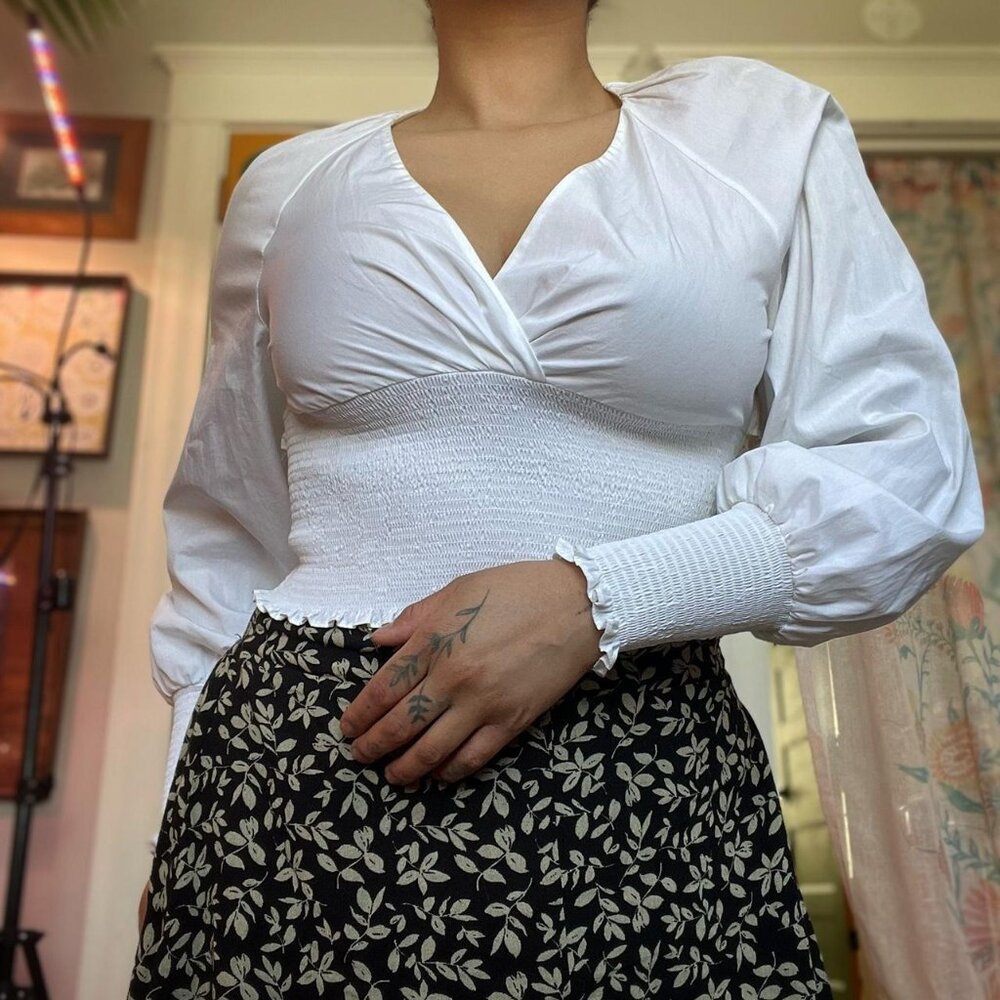 Diane Von Furtenberg White Blouse 100% Cotton ~ Sz S